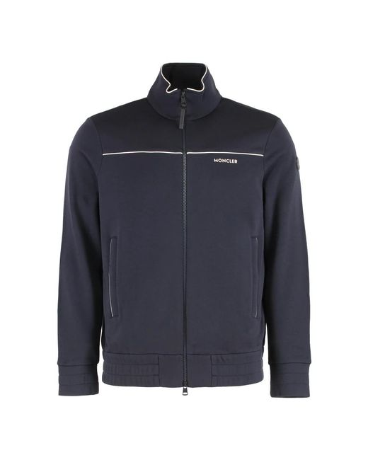 Moncler Hoodies & Sweatvesten ,Blauw ,Katoen Full-Zip Hoodie Van Een Katoenmix in het Blue voor heren