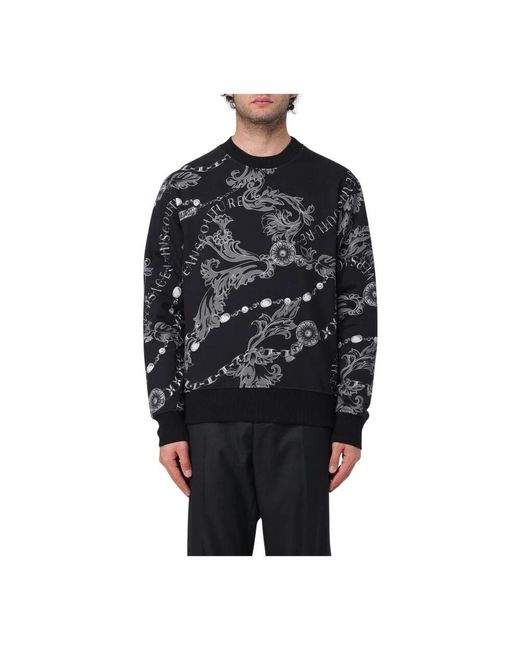 Versace Jeans Couture Schwarzer Barockdruck-Sweatshirt in Black für Herren