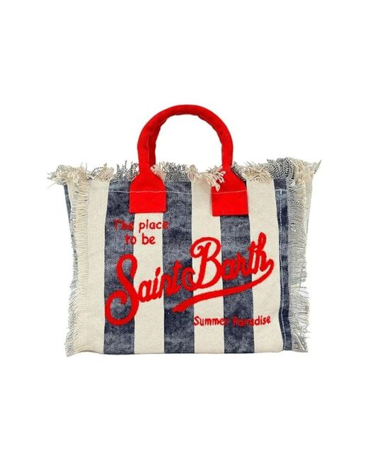 Mc2 Saint Barth Red Canvas Mini Vanity Tasche Mit Reißverschluss