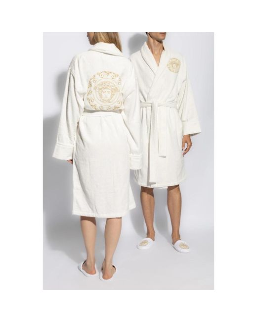 Versace Nachtkleding ,Wit ,Katoen Badjas Met Logo in het White voor heren