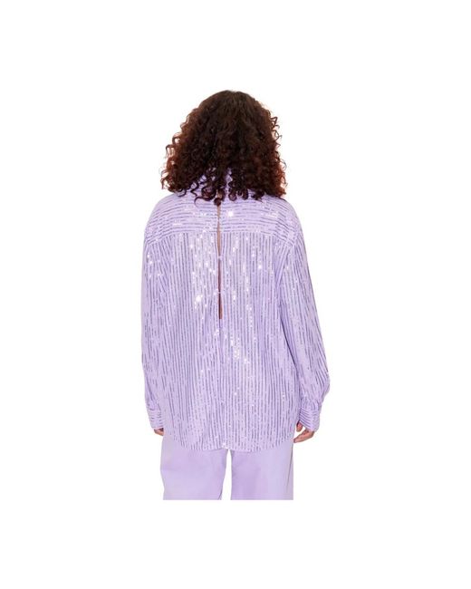 Stine Goya Purple Lila paillettenapplikation oversized hemd