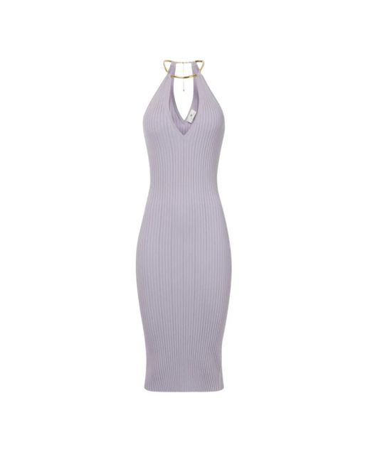 Elisabetta Franchi Purple Knitted Dresses