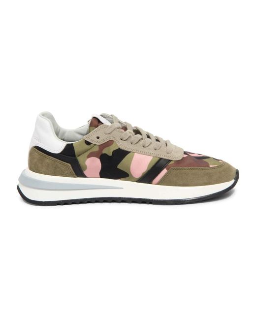 Philippe Model Schoenen ,Groen ,Lage Camo Military Rose Sneakers in het Gray