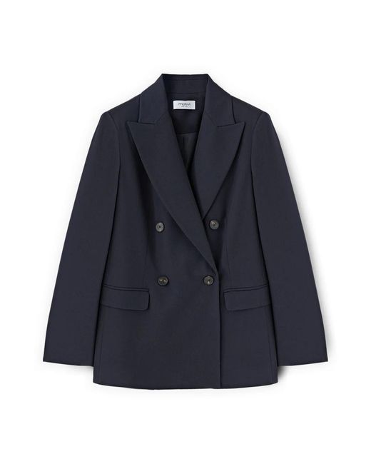 mötivi Double-Breasted Structured Jacket in het Blue