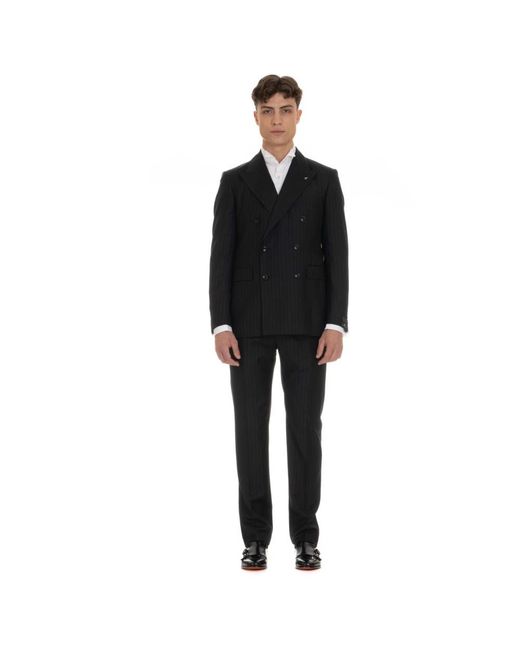 Tagliatore Black Double Breasted Suits for men