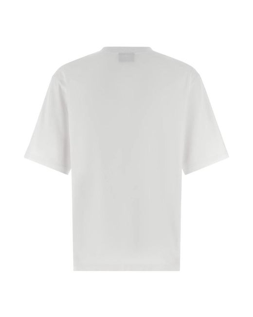 DSquared² Tops ,Wit ,Katoen Losvallend T-Shirt Van Katoenen Jersey Met Streepjesprint in het White voor heren