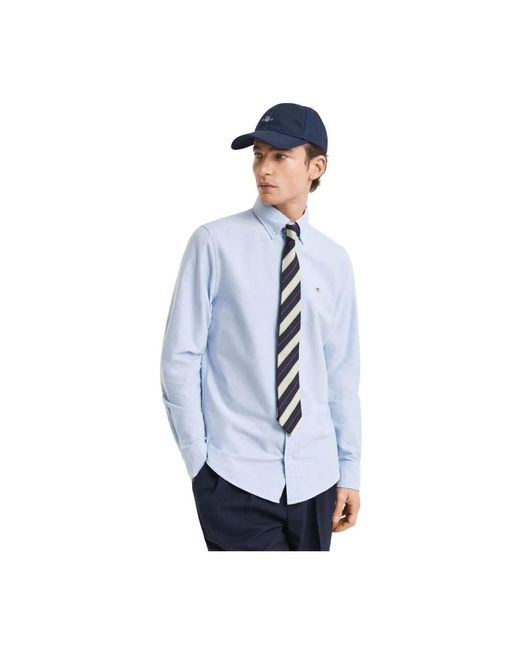 Gant Overhemden ,Blauw ,Katoen Overhemd Met Slim Fit Van Stretchkatoen Oxford in het Blue voor heren