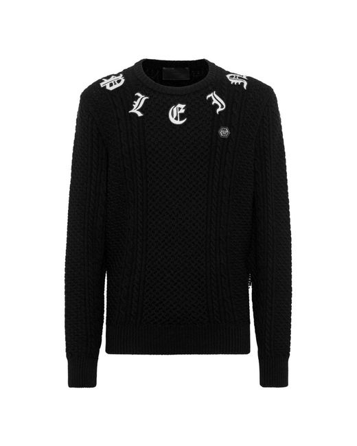 Philipp Plein Pullover Ronde Hals Monogram in het Black voor heren