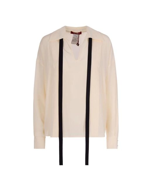 Max Mara Natural Mstcolono Tie-Detail Pleated Shirt