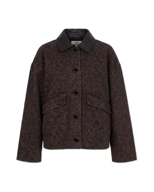Rag & Bone Jassen ,Bruin ,Katoen Animal Print Jacket in het Black