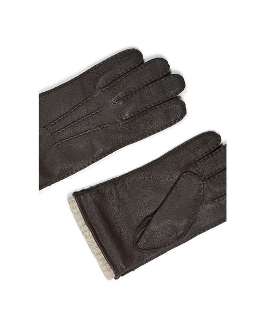 Howard London Donkerbruine Leren Handschoenen in het Black voor heren