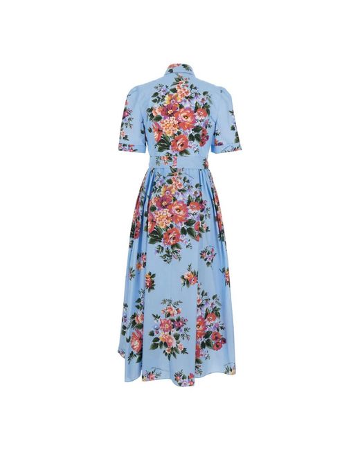 Dolce & Gabbana Klassieke Midi-Jurk Met Kraag En Knoopsluiting in het Blue