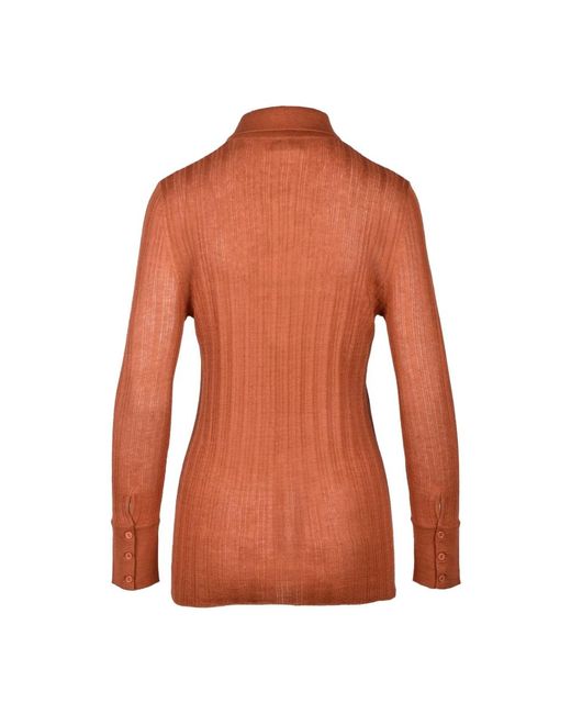 Wild Cashmere Truien & Vesten ,Bruin ,Kasjmier Zijden Kasjmier Ribgebreid Vest in het Orange