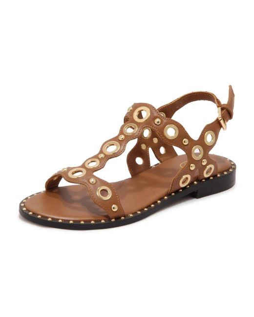 Ash Brown Flat Sandals