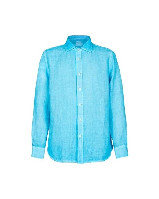 120% Lino Blue Casual Shirts for men