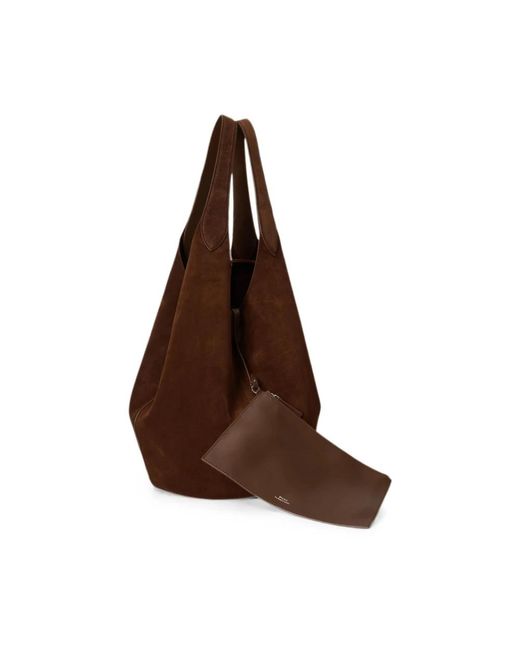 Ralph Lauren Brown Polo Play Suede Large Tote