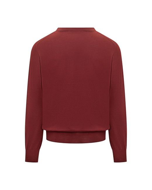 Brunello Cucinelli Red Crewneck Knitted Jumper for men