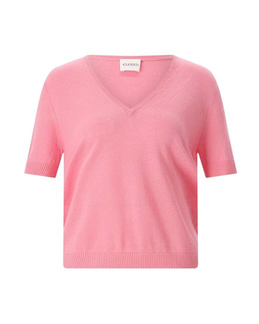 Closed V-Hals Truien in het Pink
