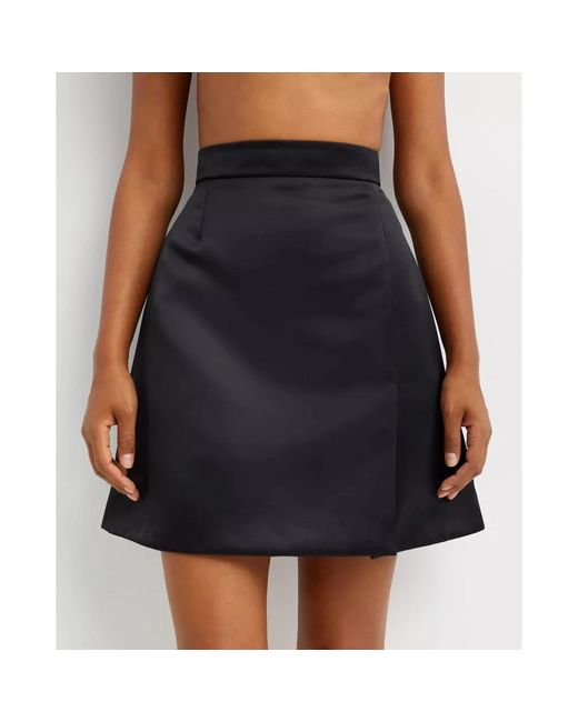 Nina Ricci Black Schwarzer satin mini rock