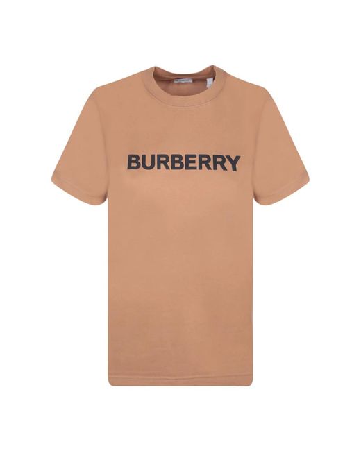T-shirt con stampa logo girocollo di Burberry in Natural