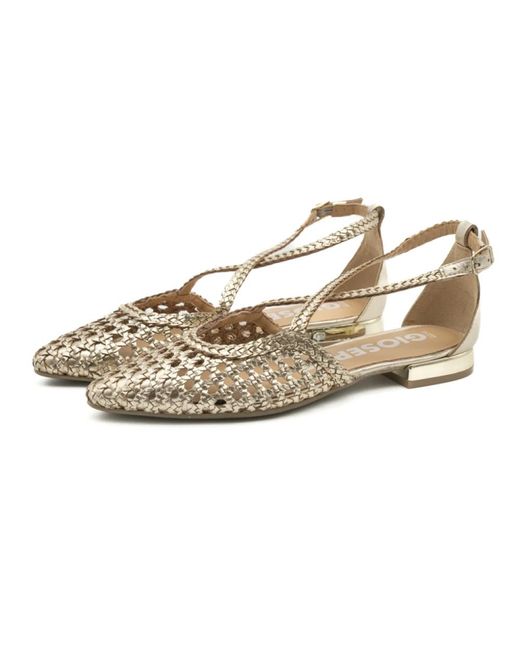 Gioseppo Schoenen ,Geel ,Leer Leskovic Platinum Schoenen Voor in het Metallic