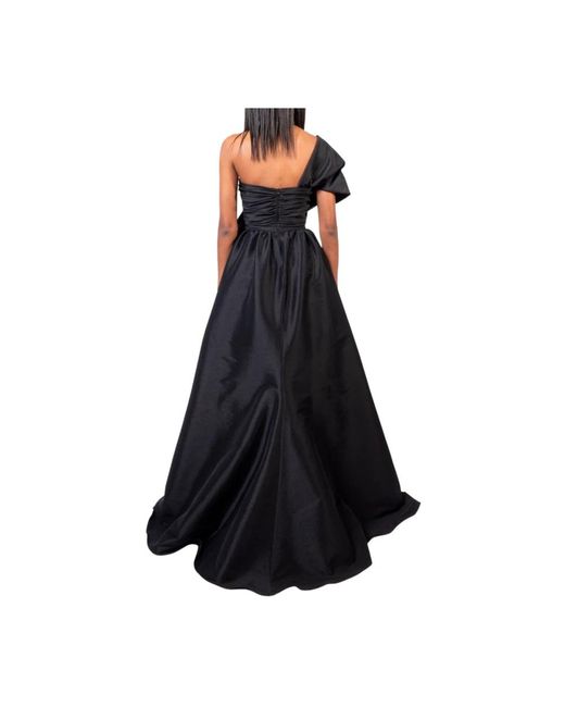 Doris S Black Schwarzes Elegantes Langes Kleid Mit Seitenschlitz Und Vorderbogen
