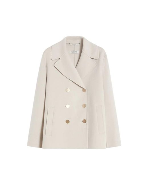 Max Mara Jassen ,Wol Wool Broadcloth Jacket in het Natural