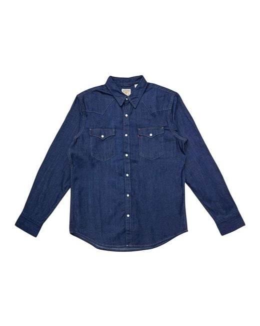 Levi's Overhemden ,Blauw ,Denim Barstow Western Edition Shirt in het Blue voor heren
