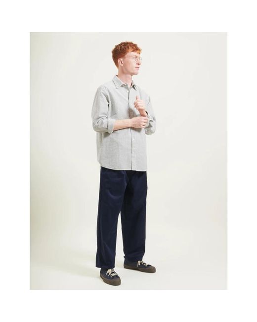 Forét Blue Straight Trousers for men
