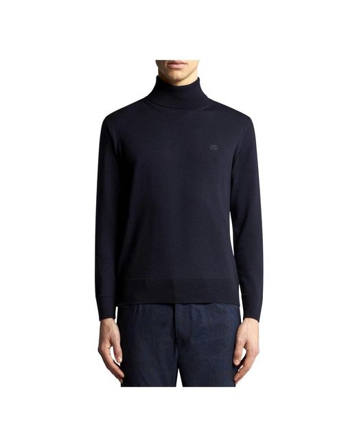 Etro Blauwe Wollen Coltrui in het Blue voor heren