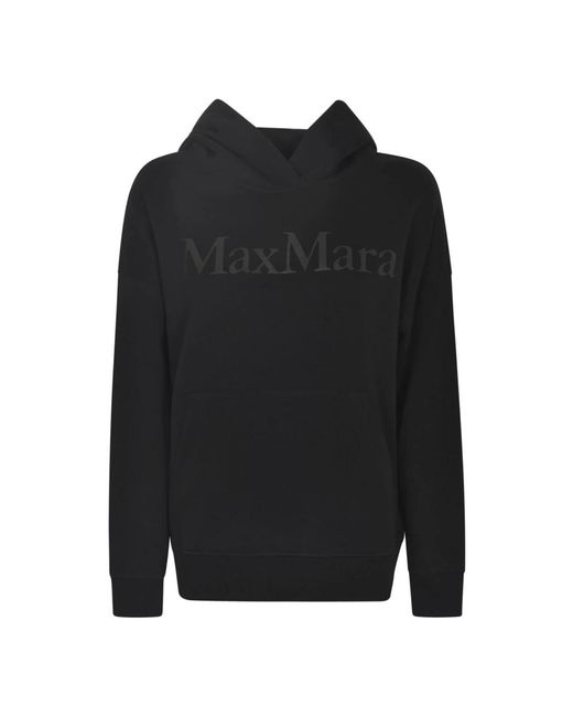 Sudadera negra con capucha y estampado de logo Max Mara de color Black