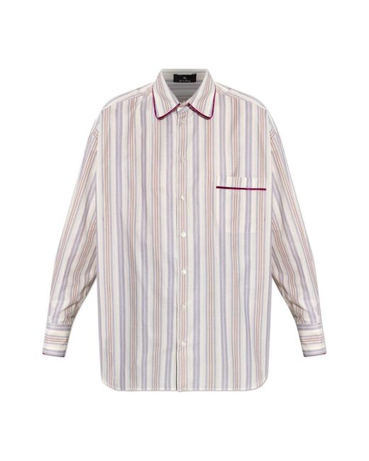 Etro Overhemd Met Een Gestreept Patroon in het White