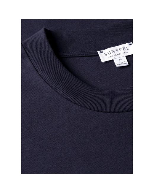 Sunspel Tops ,Blauw ,Katoen Relaxed Fit Heavyweight T-Shirt in het Blue voor heren
