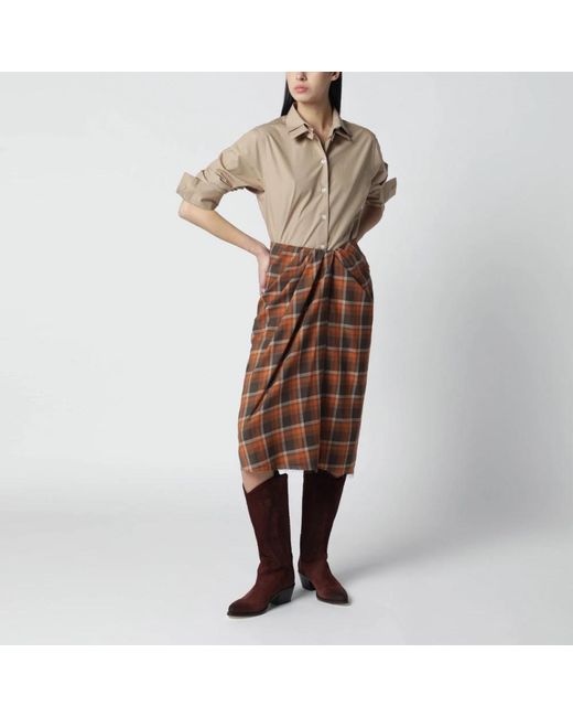 6397 Brown Midi Skirts