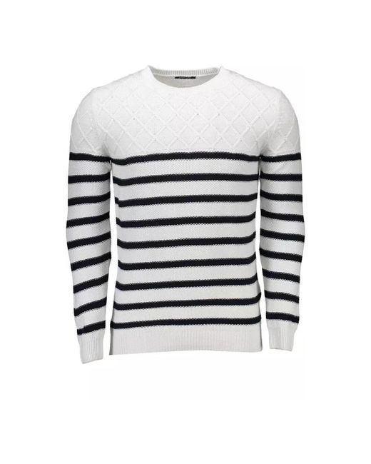 Guess White Round-Neck Knitwear for men