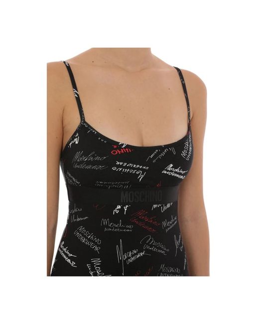 Moschino Black Signaturdruck Schwarzes Baumwoll-T-Shirt