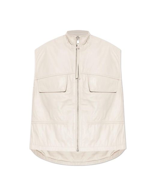AllSaints Jassen ,Leer Flor Leather Vest in het Natural