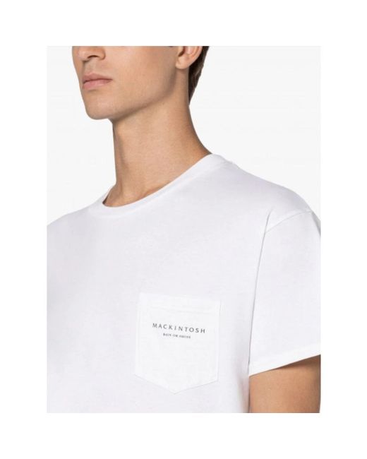 Mackintosh Weiße t-shirt mit tasche und rain or shine slogan in White für Herren