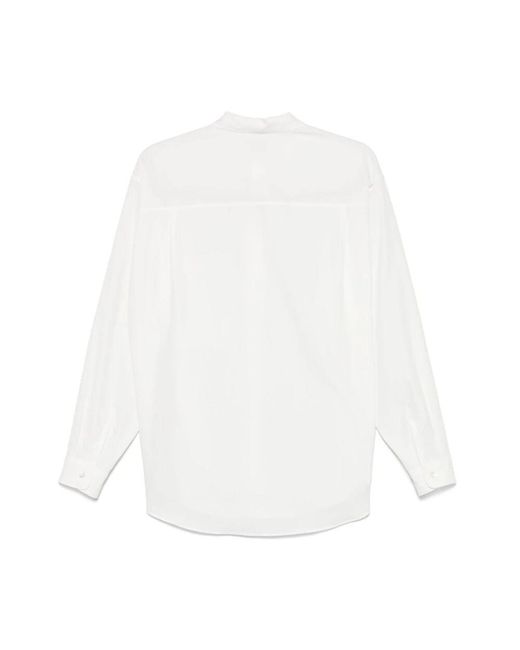 Auralee Weißes Button-Up Hemd Mit Abgerundetem Saum in White für Herren
