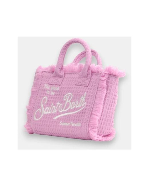 Mc2 Saint Barth Pink Rosa tasche mit reißverschluss und besticktem logo
