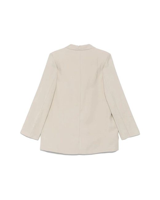 Le Tricot Perugia Natural Beiger Blazer Mit Knopfverschluss
