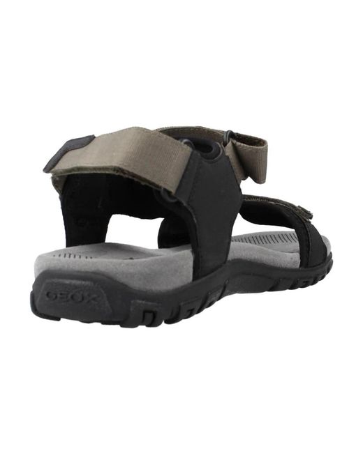 Geox Strada flache sandalen,bequeme flache sandalen für männer in Black für Herren