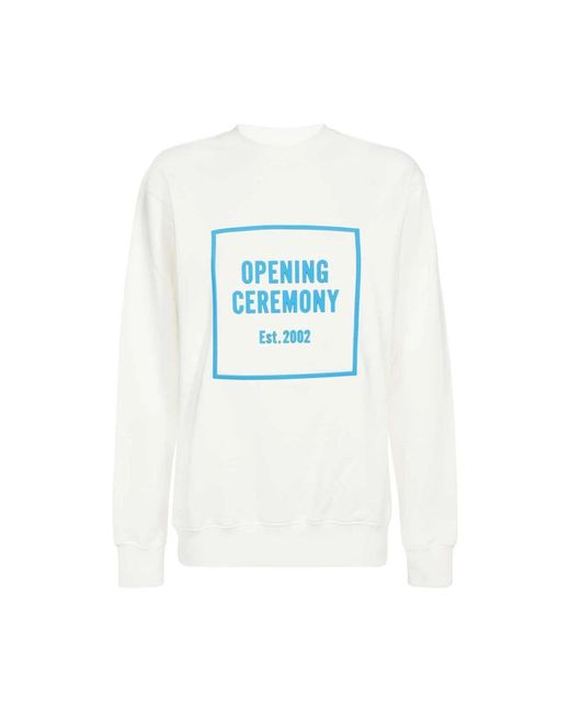 Opening Ceremony Hoodies & Sweatvesten ,Wit ,Katoen Logo Print Sweatshirt in het Blue