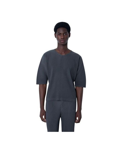 Issey Miyake Gefaltete Crewneck Top in Blue für Herren