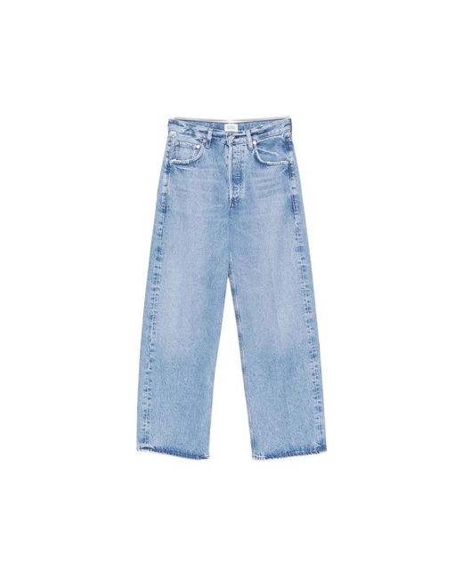Citizens of Humanity Blue Ayla Faded-Effect Wide-Leg Jeans
