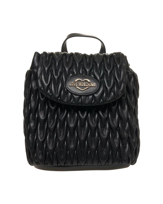 Love Moschino Black Gepolsterter Bucket Rucksack