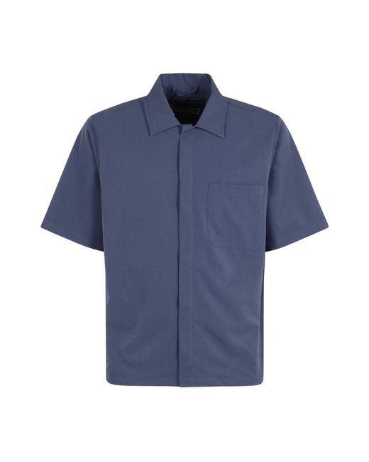 Herno Overhemden ,Blauw ,Polyester Seercrease Jersey Bowling Shirt in het Blue voor heren