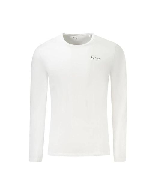 Pepe Jeans White Long Sleeve Tops for men