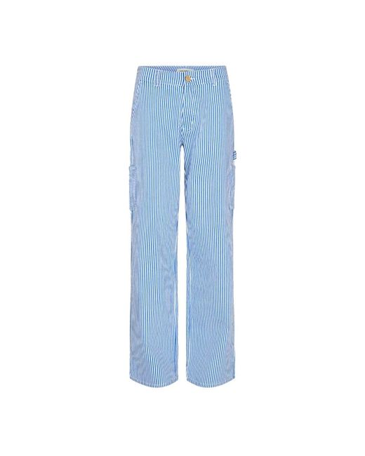 Sofie Schnoor Broeken ,Blauw ,Katoen Blauwe Cargo Broek Met Gestreepte Print in het Blue