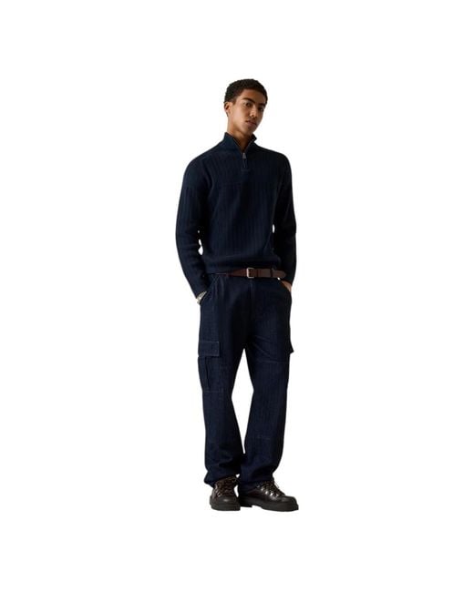 V-Neck Knitwear Guess de hombre de color Blue